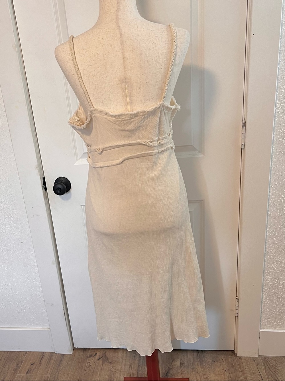 VNTG Y2K Old Navy Cotton Gauze Braided Strap Beaded Summer Maxi Dress - Picture 4 of 8